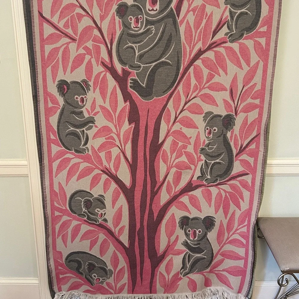 KOALA Heirloom Collection Pink + Gray Hand Crafted Loom Weave New Original 84”